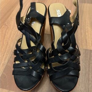 Soda Black Woven Sandals